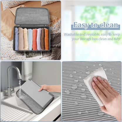 QINGLANG Foldable Fabric Storage Box with Zipper Lid Lockable Garment Bedding Storage Basket Organiser Combination Lock Box Stackable Cubes Lock Boxs