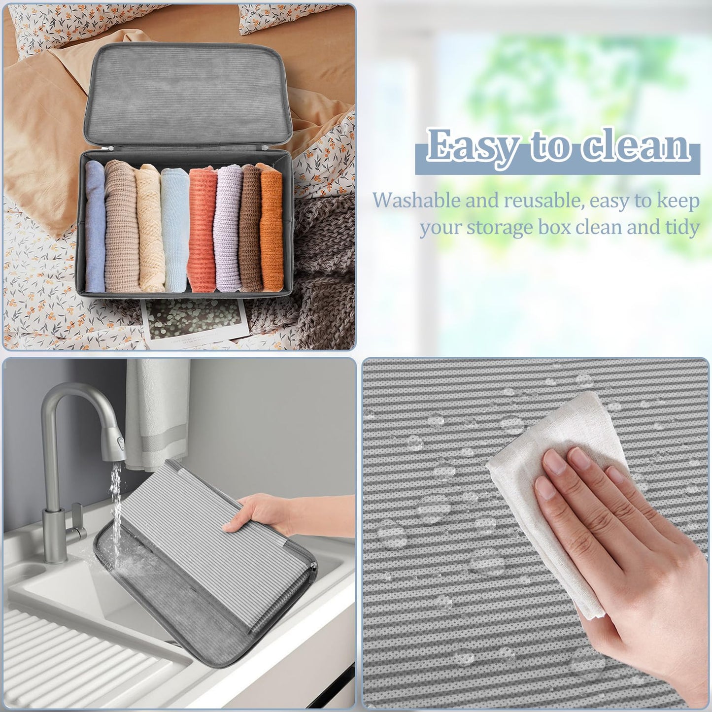 Lockable Box with Lid Nonwoven Foldable Storage Cubes for Home Storing Bedding, 38×26×15cm Large Clothes Organizer Container with Zipper Wardrobe