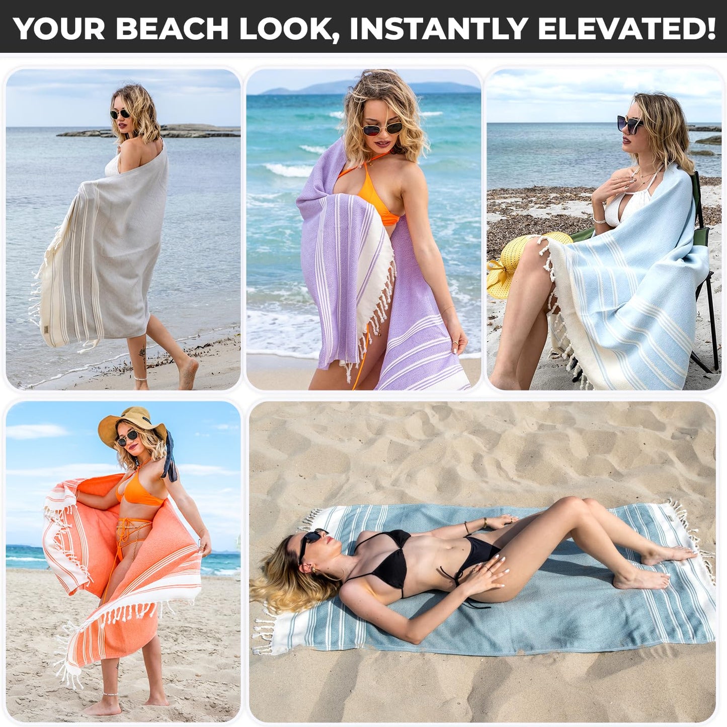 DEMMEX Organic Turkish Cotton Beach Bath Hammam Towel – Quick-Dry, Lightweight, Sand-Free Beach Towel & Blanket