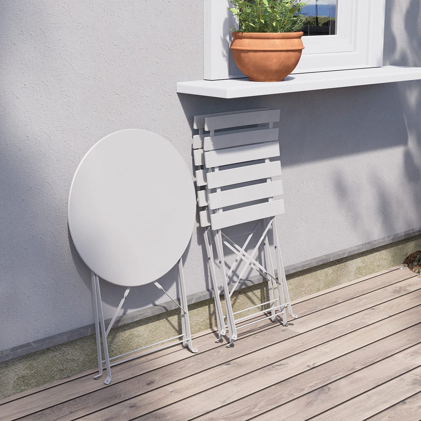 Grand patio Bistro Set 3 Pieces, Garden Furniture Set, Folding 2 Chairs and 1 Table, Weather-Resistant, Patio Table Chairs for Balcony,Yard, Garden