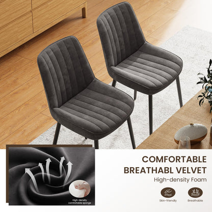 COLAMY Velvet Dining Chairs Set of 6, Velvet Chairs for Dining Room with Metal Legs and Thick Seat Cushion