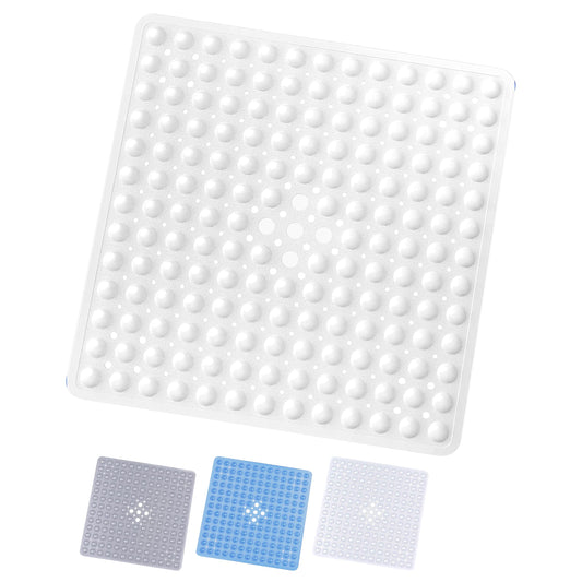 Yorkshire Bedding Square Shower Mat Non Slip - 53x53cm Soft Rubber Bathroom Mats with 164 Strong Suction Cups Grip and Drain Holes - PVC Bath Tub Mat