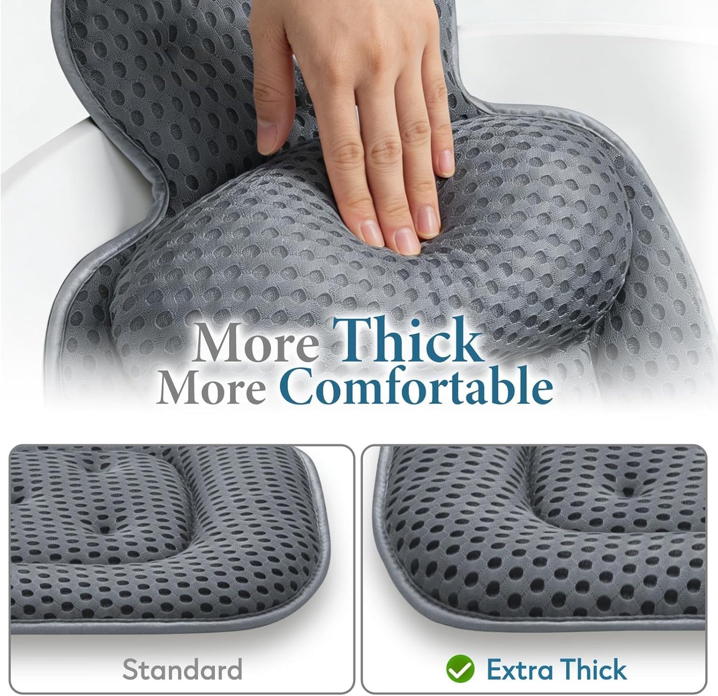 Bath Pillows for Tub, Comfortable Bathtub Cushion for Head and Neck with Soft 3D Mesh Fabric and 54 Non-Slip Suction Cups