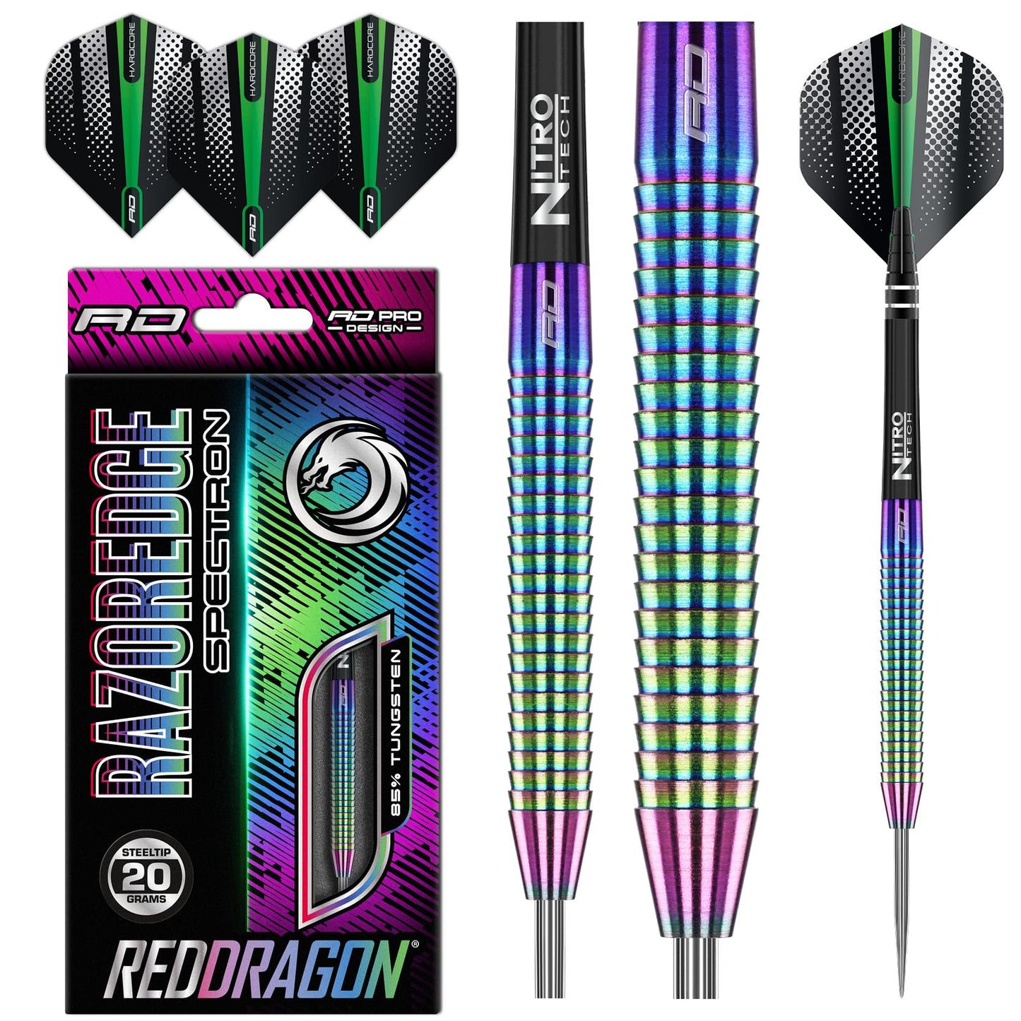 RED DRAGON Razor Edge Spectron 20g - Tungsten professional steel darts set with flights and shafts