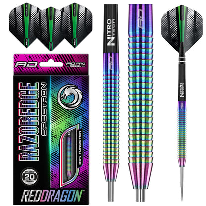 RED DRAGON Razor Edge Spectron 20g - Tungsten professional steel darts set with flights and shafts
