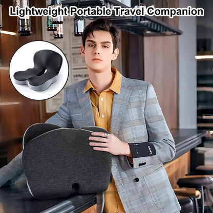 Seat Cushion,Ergonomic Memory Foam Seat Cushion with Lumbar Support For Car and Washable Cover,Comfortable Non-Slip Back Support for Office