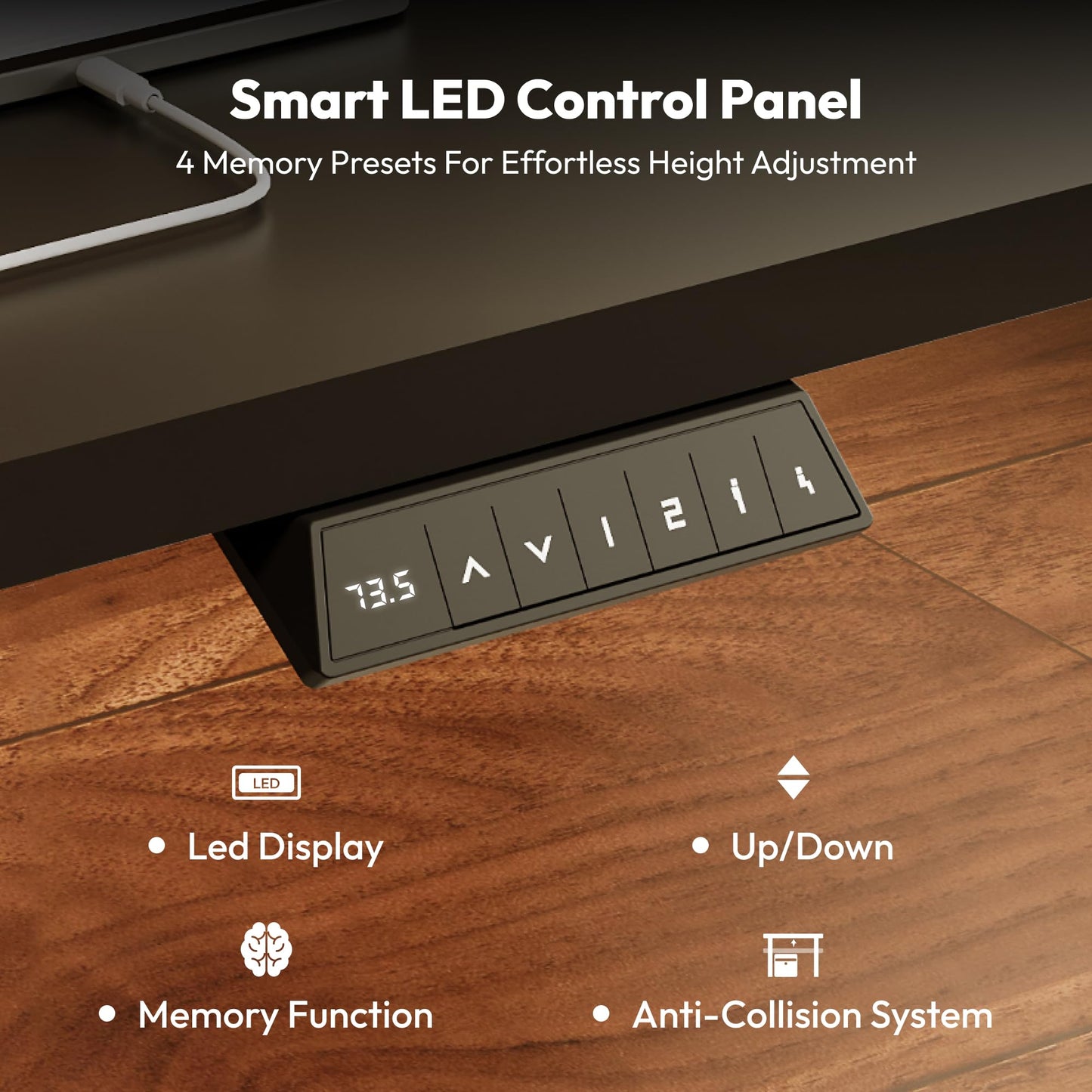 SANODESK Electric Standing Desk 110 * 54 One Piece Height Adjustable Desk With Memory Smart Panel Sit Stand Table With Hooks for Home Office, Black