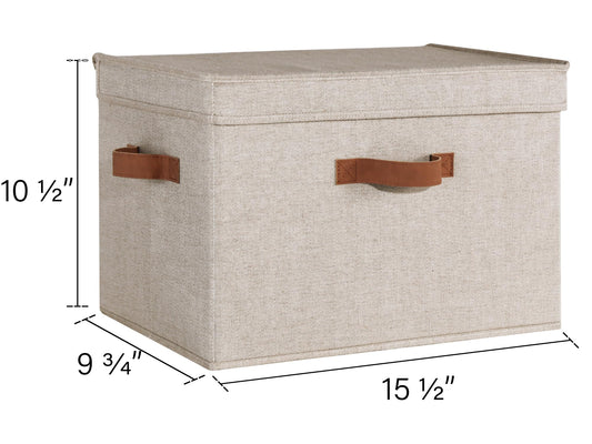 StorageWorks Closet Storage Bin with Lids, Decorative Storage Boxes with Handles, Fabric Storage Bins for Clothes, Large, Brown and Beige, 2-Pack