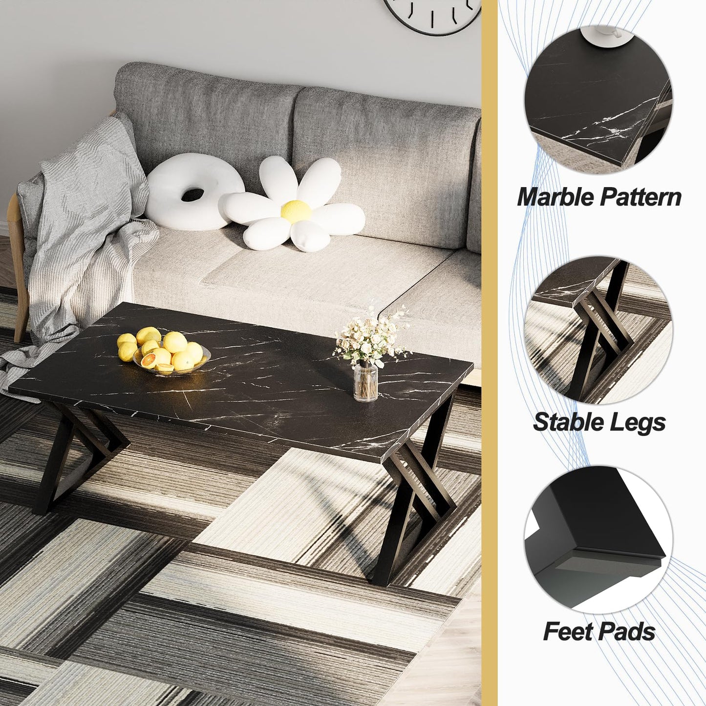 Coffee Tables,living room Table,Center Tea Side with Robust Steel Frame