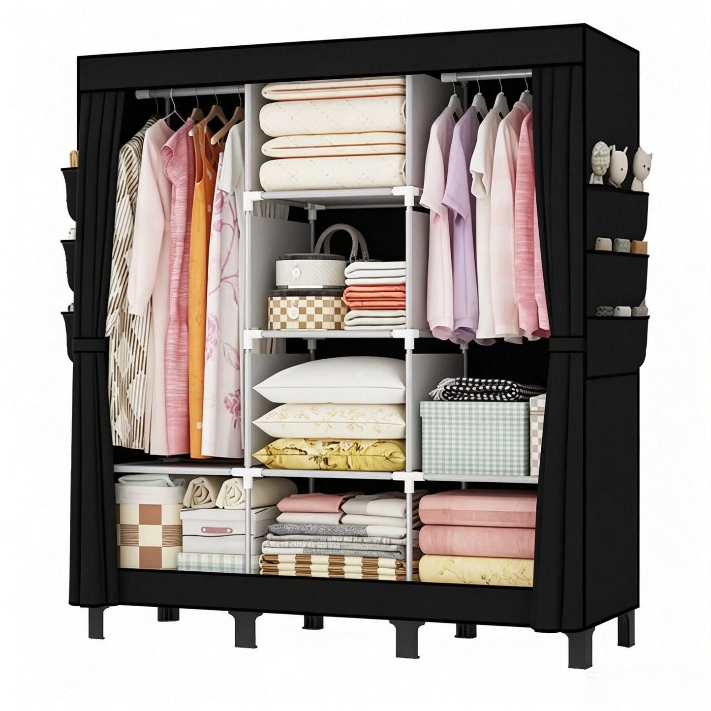 lishbie Portable Fabric Wardrobe,130x45x172cm Foldable Storage Closet