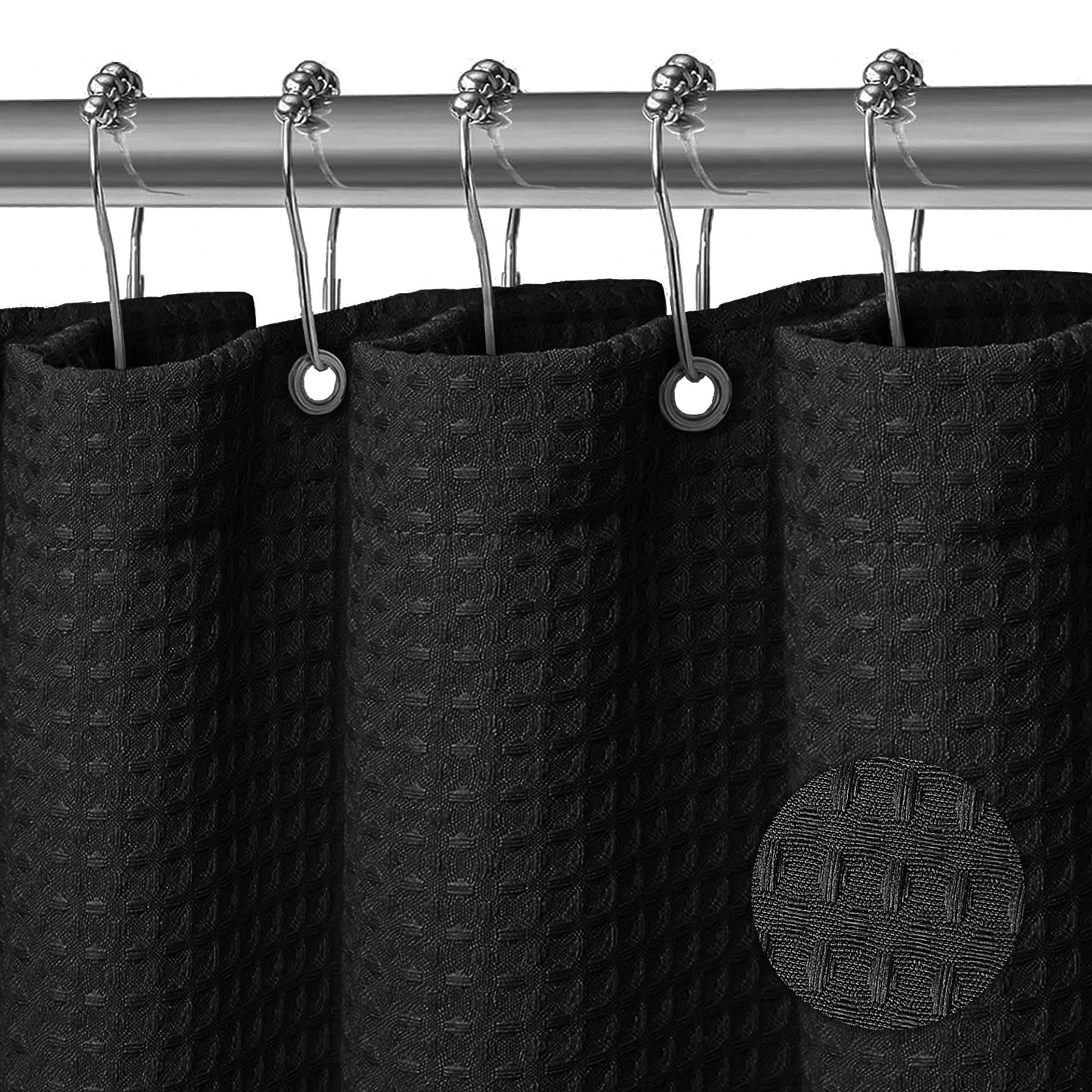 KAIMEIYU Shower Curtain Polyester Bath Curtains Heavy Duty with 12 Metal Hooks Bathroom Curtain Washable Waterproof for Bathtub and Bathroom 180 x