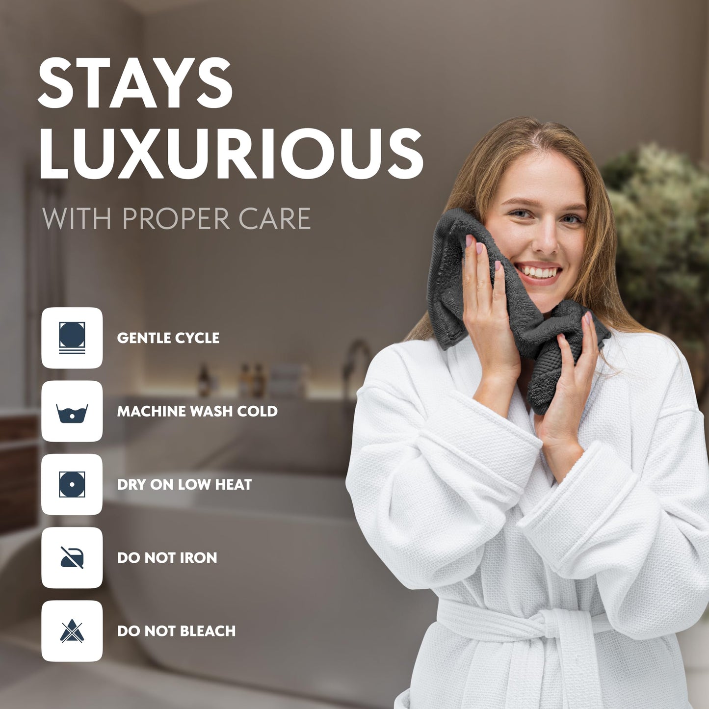 White Classic Luxury Cotton 12 Pc Flannel Set, Hotel Style Small Bath Towel and Face Cloth 33x33 cm, Dark Grey Soft Plush Flannels Pack of 12