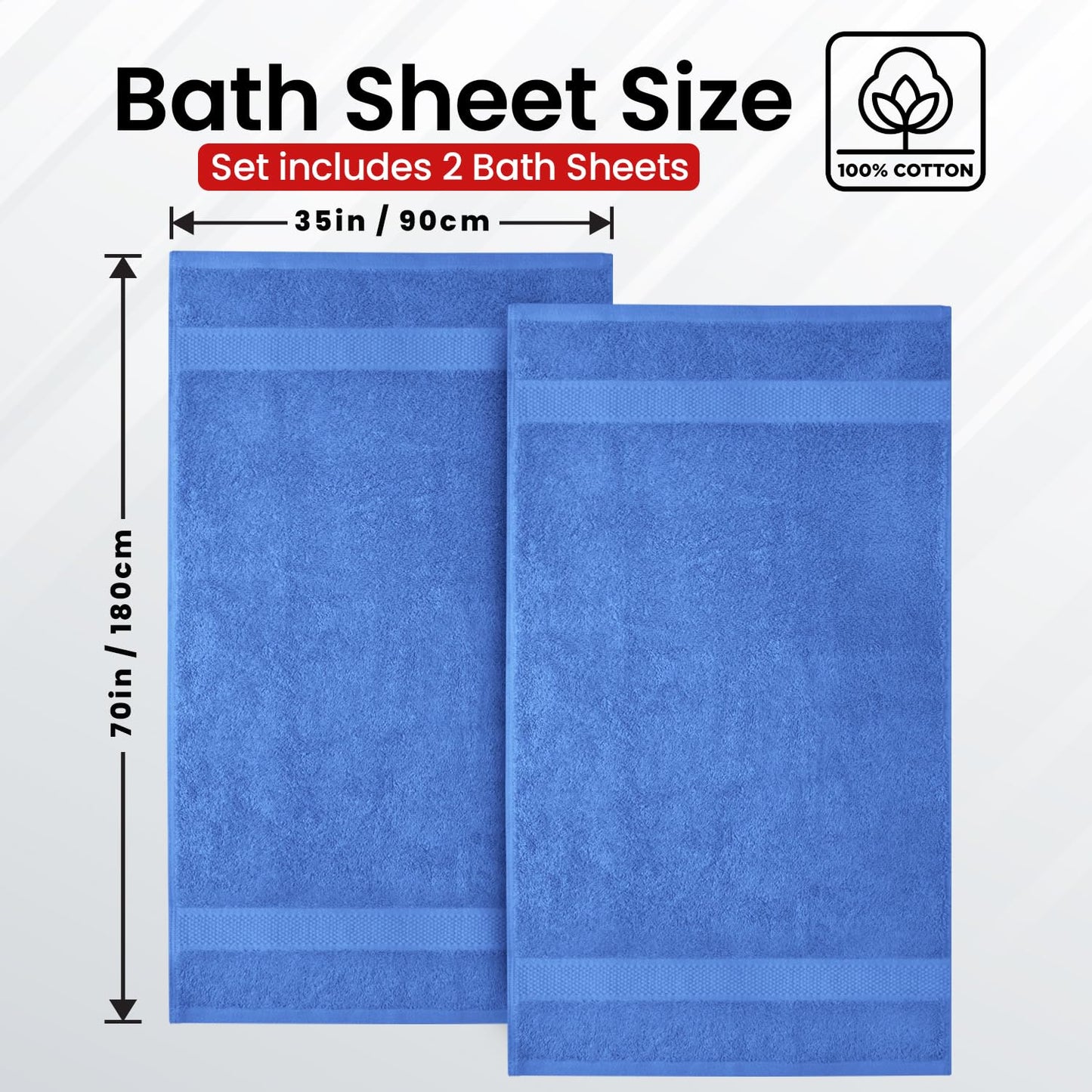 Infinitee Xclusives Bath Sheets Extra Large - 2 Pack, 600 GSM - 90 x 180 cm