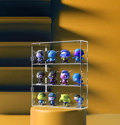 UoYeet Acrylic Display Cabinet for Both Wall Mount and Desktop Showcasing, 3 Layer Clear Display Case for Mini Toys, Pop Figurines