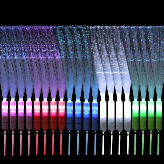 20Pcs Fiber Optic Wands 3 Modes Flashing Colorful Light Up LED Glow Wands Sticks for Concerts Birthday Party Favors (20pcs)