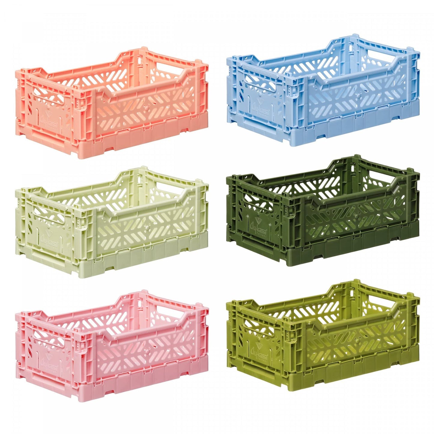 Ay-Kasa Folding Crate, Sturdy Folding Box, Plastic, Stackable, Pale Blue, Mini (27 x 17 x 11 cm)