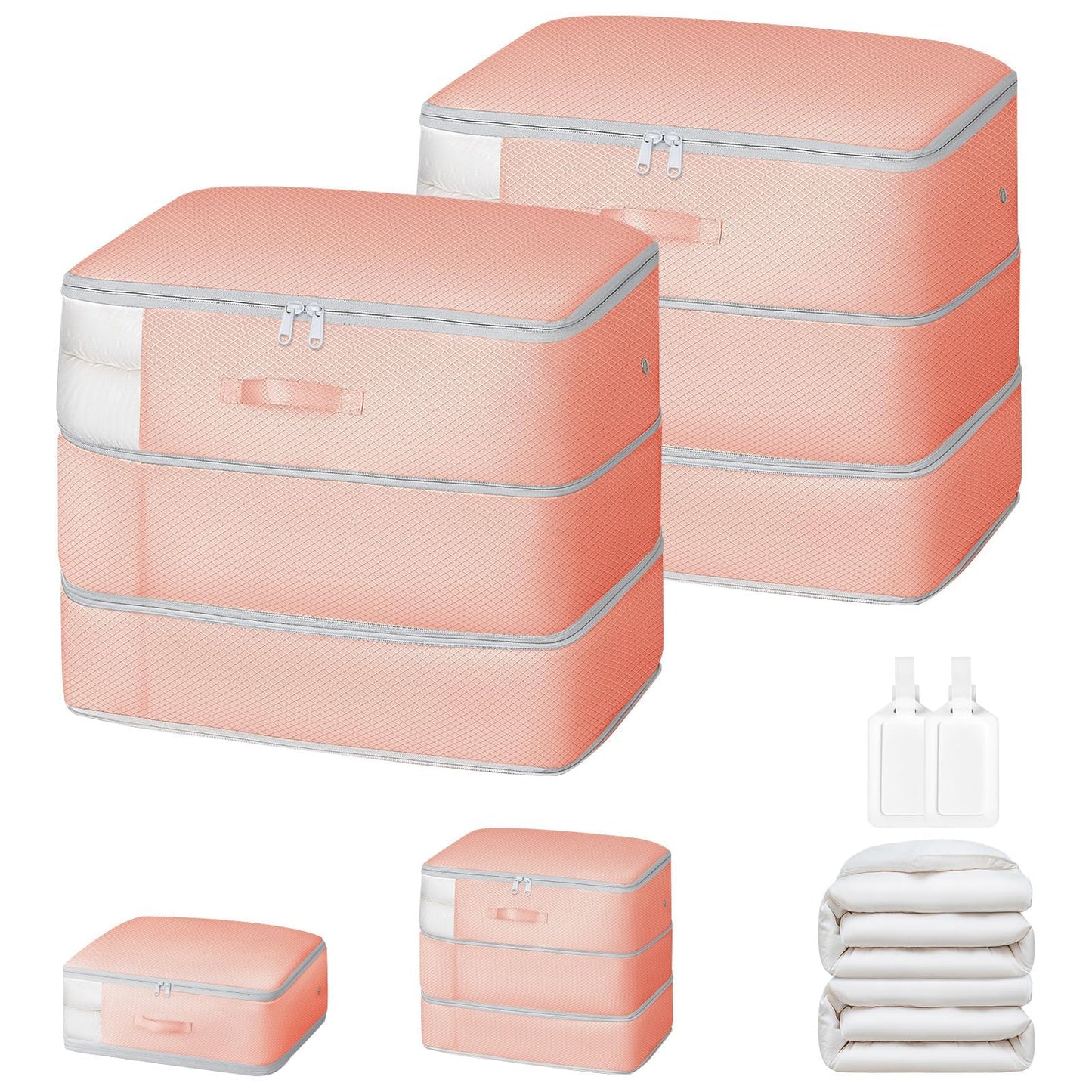 DIMJ Comforter Storage Bag - Large Capacity Blanket Storage Bags 3-Layer Ultra Space Saving Self Compression Organizer
