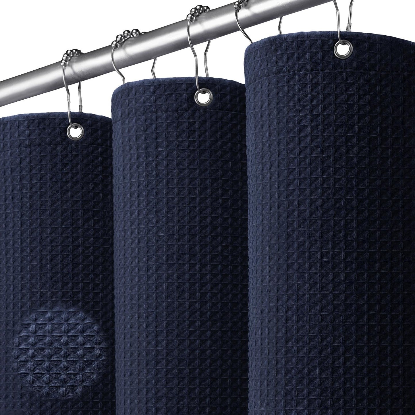 NDDYCU Weighted Navy Blue Waffle Shower Curtain Waterproof 180x180 cm