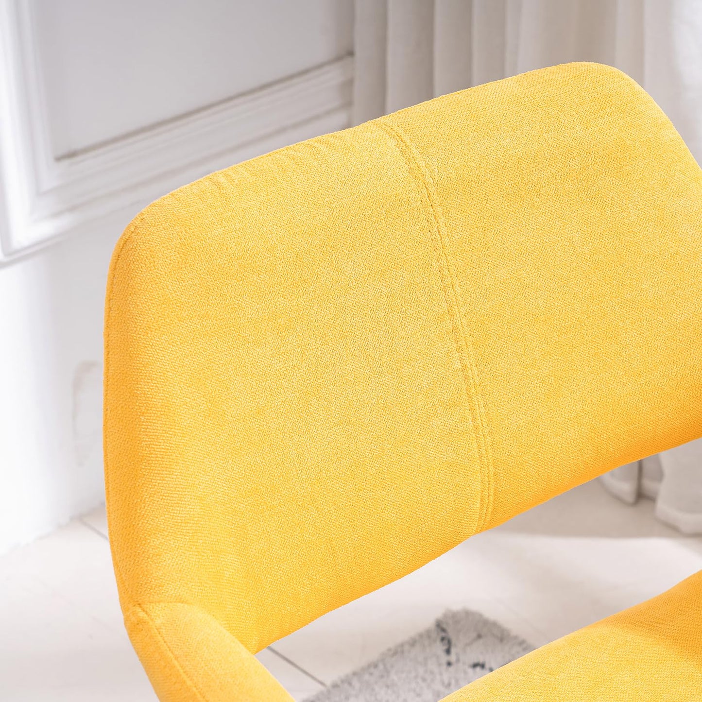 YEEFY Desk Chair No Wheels Vanity Chair Comfy Accent Chair for Living Dining Room Bedroom Home Office Mid Century Modern Upholstered Armchair with