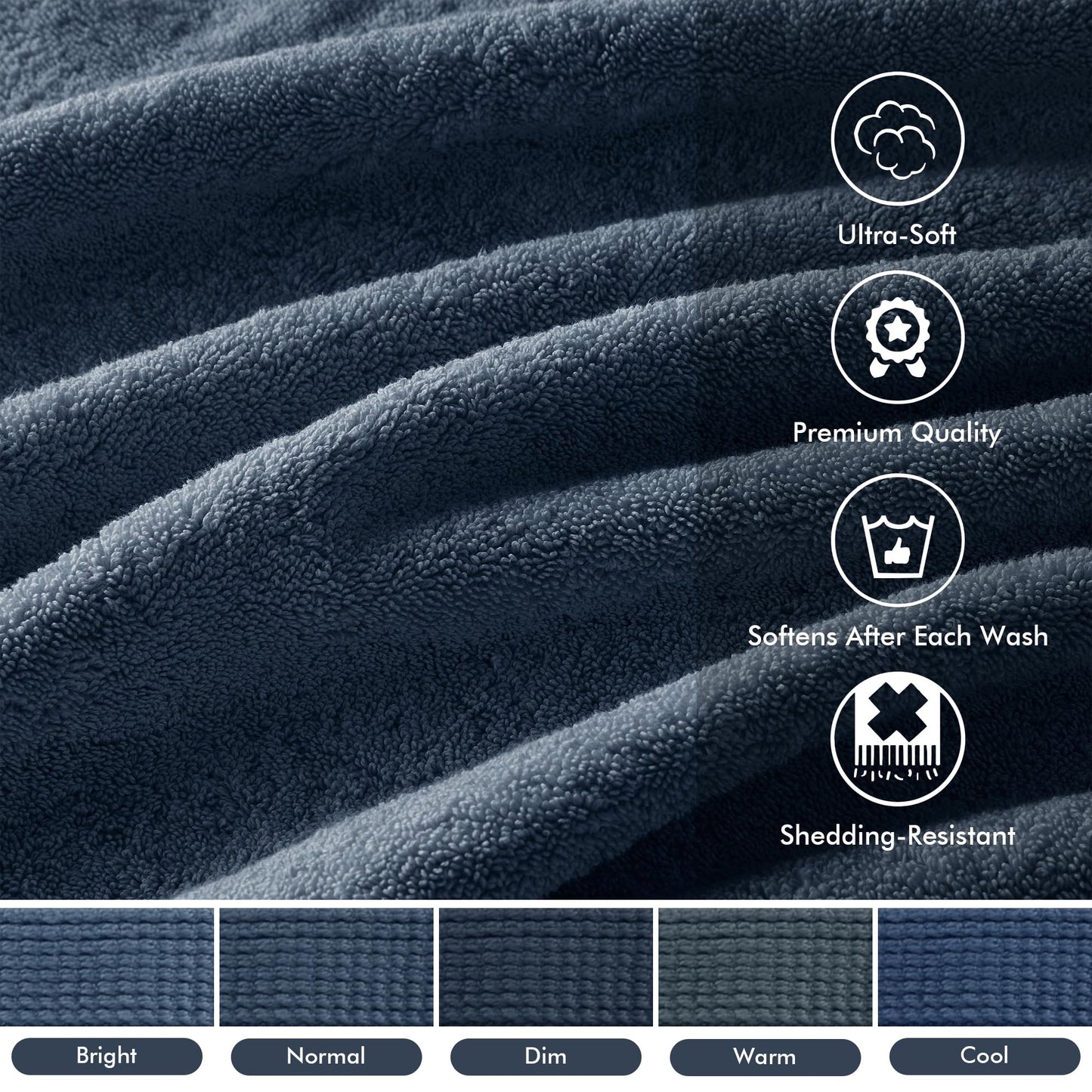 Madison Park SIGNATURE 800GSM 100% Cotton Luxurious Bath Towel Set, Slate Blue, Multi-Sizes