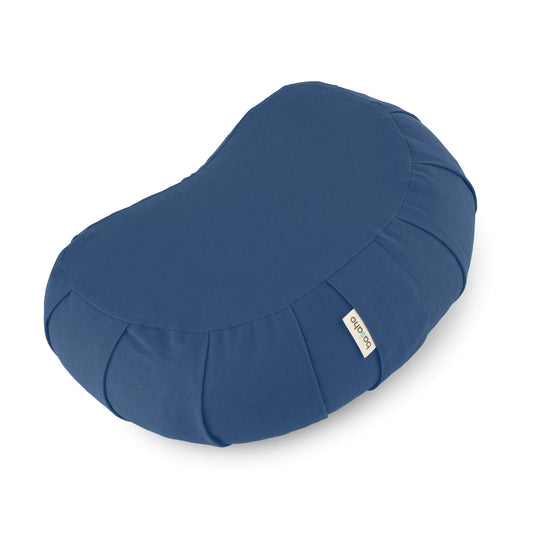 basaho CRESCENT Zafu Meditation Cushion | Organic Cotton | Buckwheat Hulls | Removable Washable Cover (Dusty Blue)