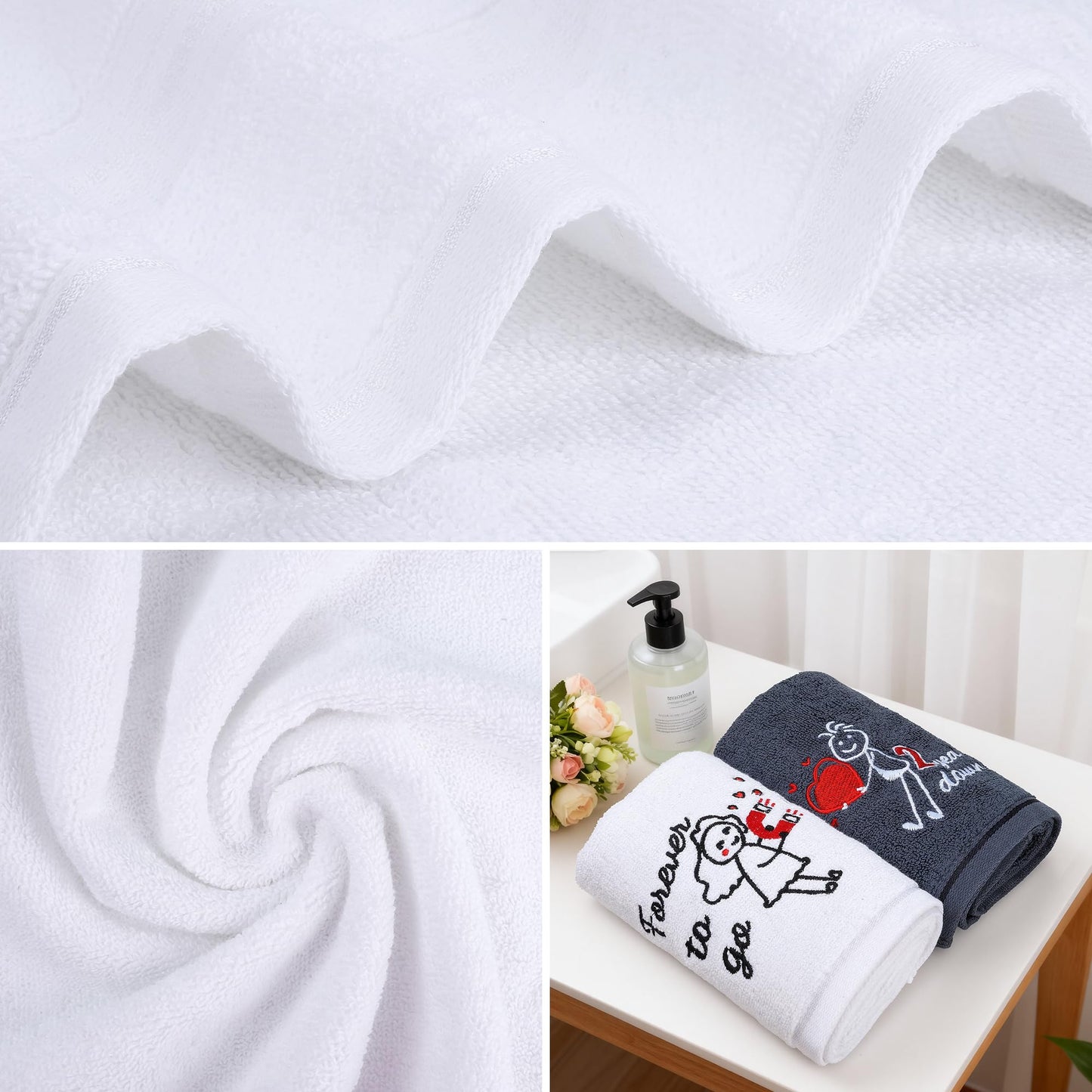 EcoUtens 2nd Anniversary Cotton Gift, 2 Pack Premium 100% Cotton Towel Set with 2 Years Anniversary Card