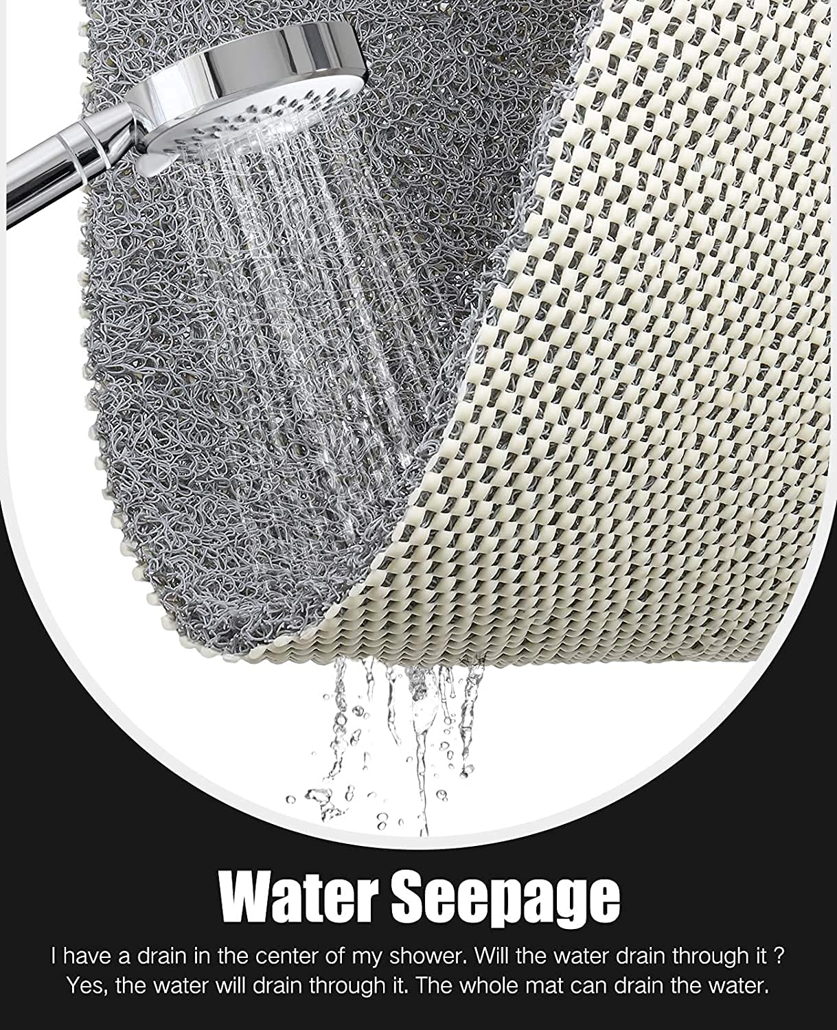 Bingobang Bath Mats Non Slip,Shower Mat Rubber 60x40cm,Extra Soft Anti-Mould, Machine-Washable,For Bathroom Floor,Bathtub(Grey)