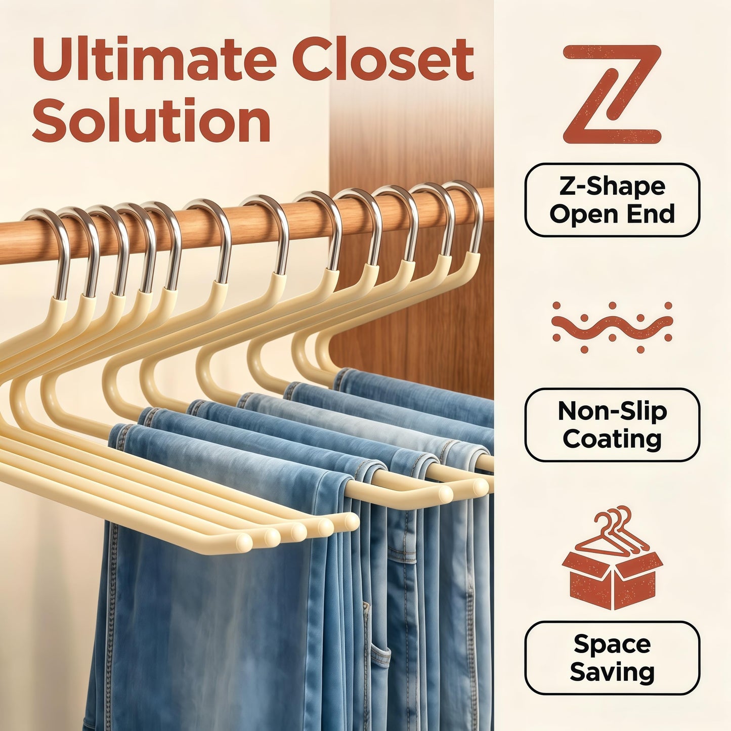 Trousers Hangers, 10 Pack Jeans Hangers for Women Men, Non-Slip Open Ended Metal Pants Hangers for Wardrobe & Clothes Rail