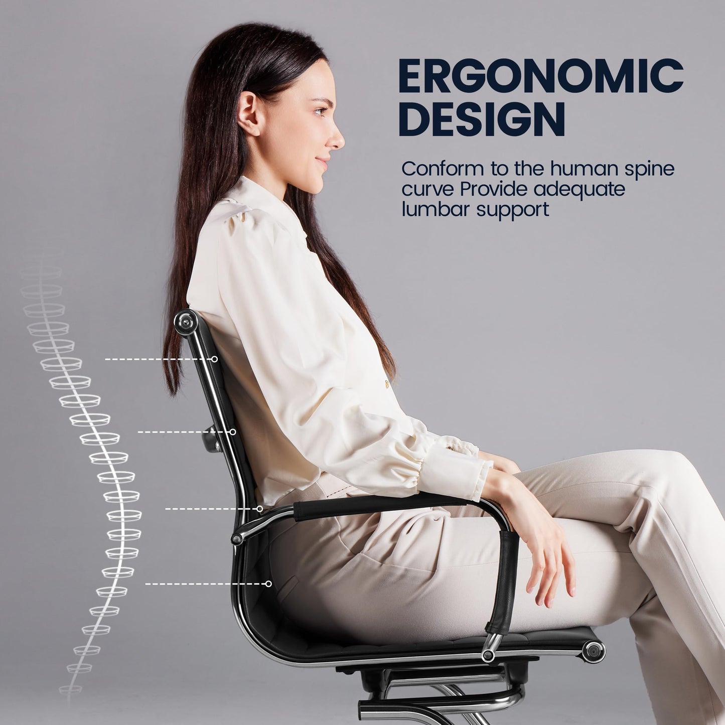 Yaheetech Faux Leather Dining Chair Ergonomic Office Chair, Black