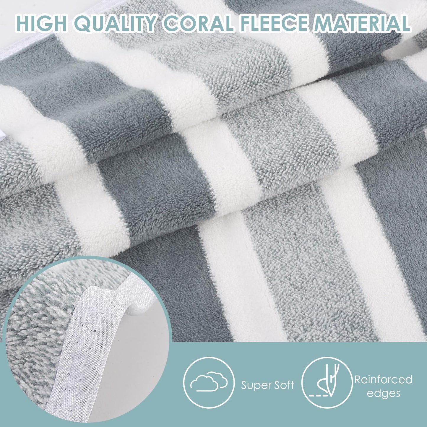 VIVOTE Hand Towel for Bathroom Large Hand Towels with Hanging Loop Grey