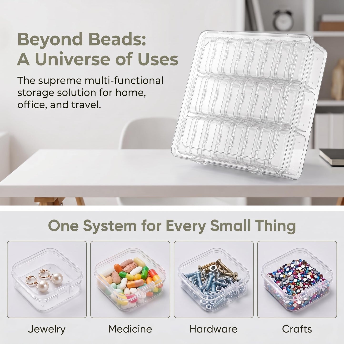 Satiskid 30 Small Plastic Storage Box with Lid for Beads Jewellery Crafts