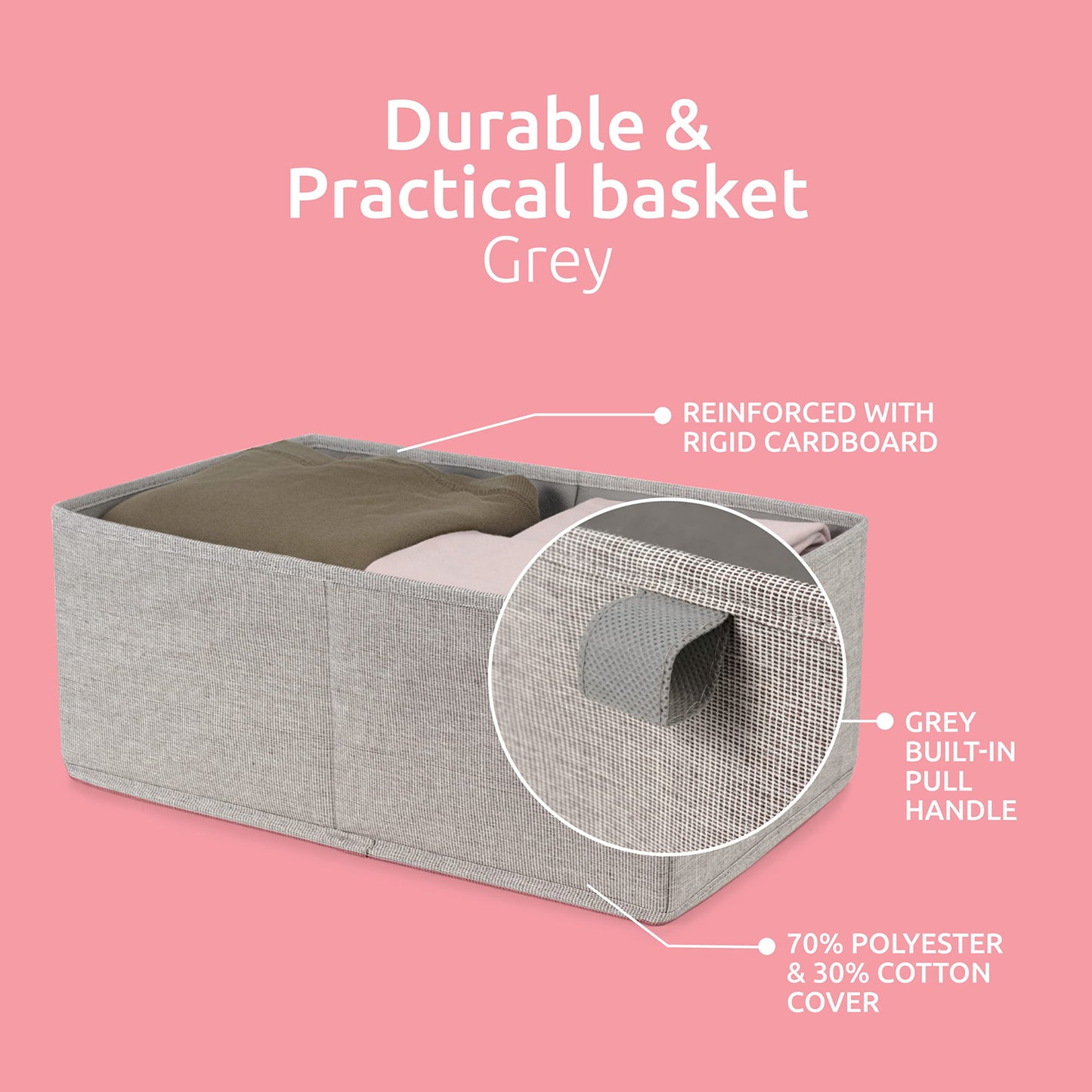 Compactor Oxford Drawer Organizer M, 42X26X16.5 cm, Grey, Oxford Fabric + Cardboard