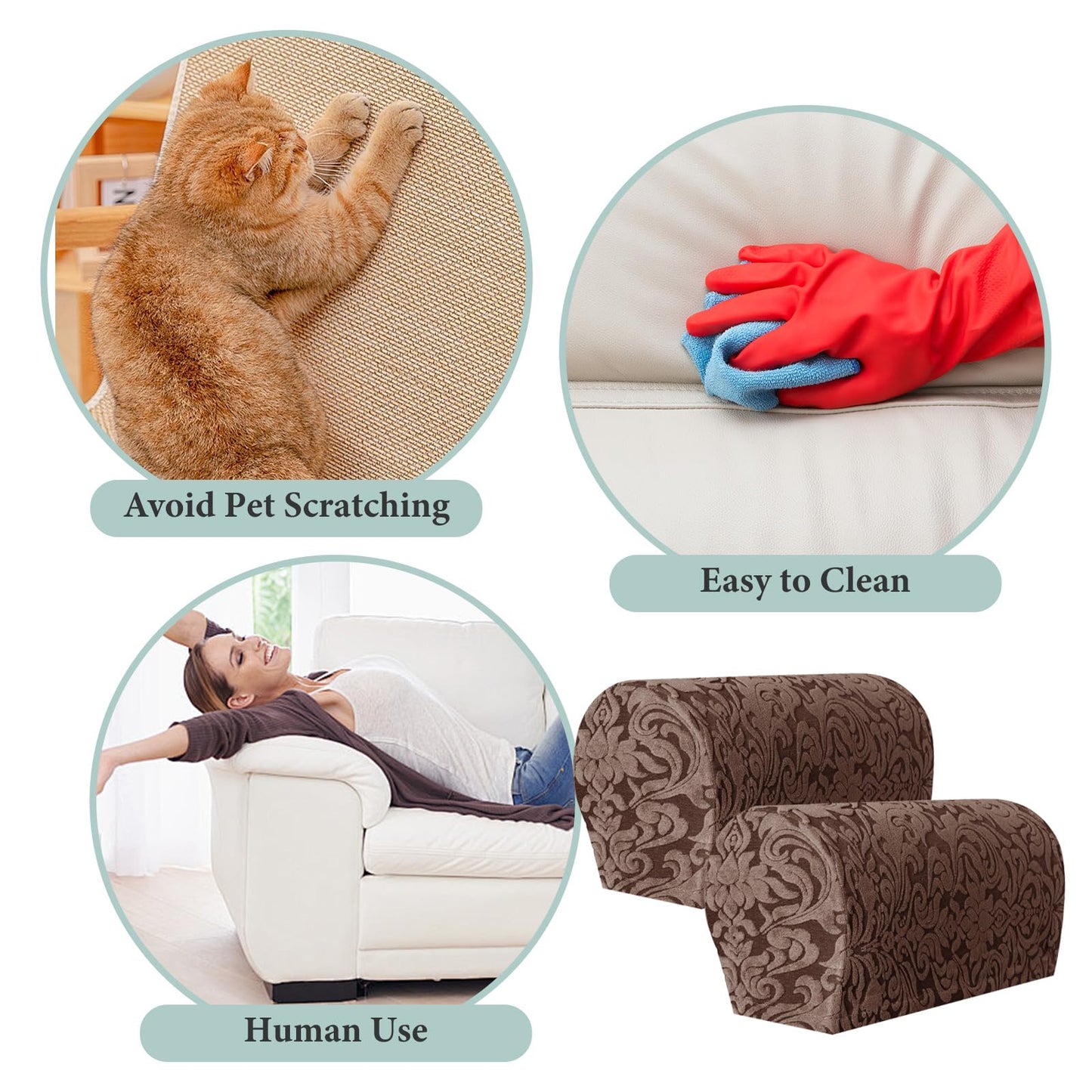 Armrest Chair Covers, Set of 4 Stretch Armchair Couch Armchair Covers for Arms Sofa