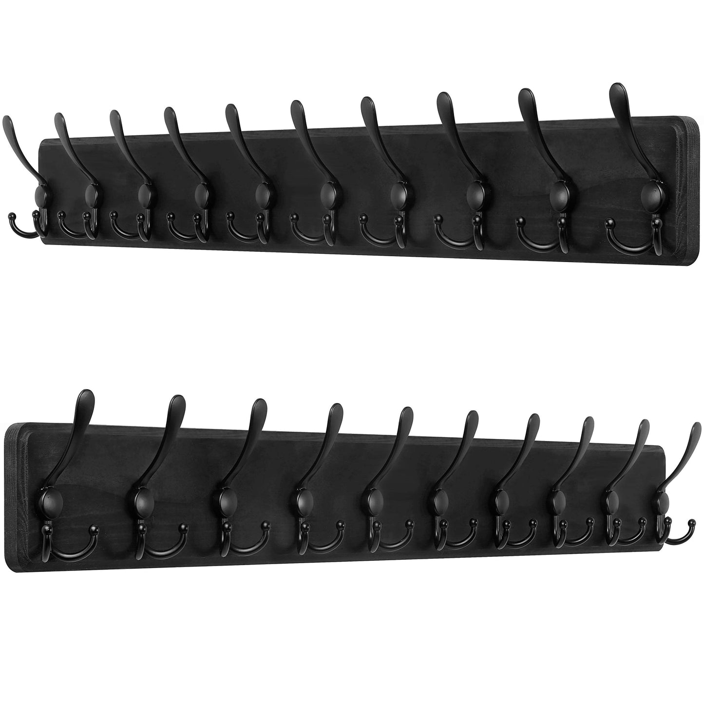 SKOLOO Coat Rack Wall Mounted - 38.3'' Long, Pack of 2, Wooden, Heavy Duty, Rustic Coat Hooks for Wall