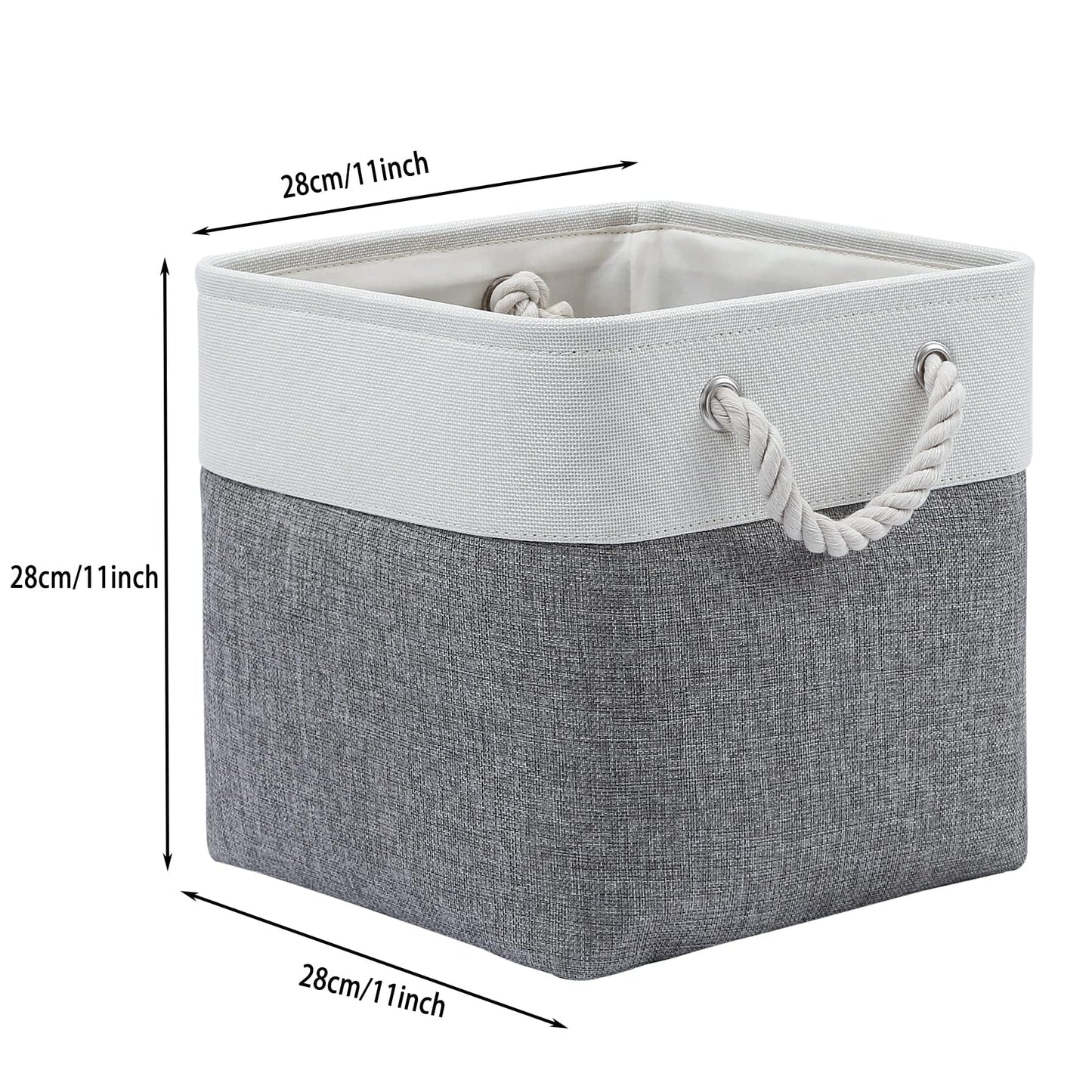 ICEMOR 28 x 28 x 28 cm Cube Storage Bins, 6 Pack Large Collapsible Fabric Storage Bin with Ropes, Foldable Storage Cubes for Home, Office,Closet