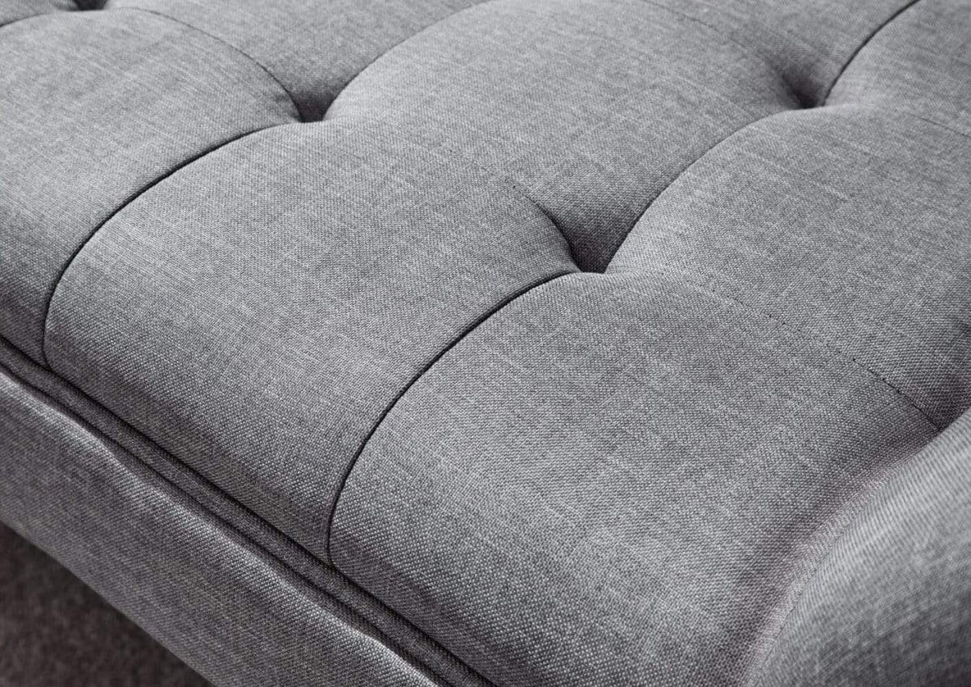 GFW Milan Upholstered Bench, Dark Grey Fabric Bench with Solid Wood Legs, Scandi Style Bedroom, Hallway and Window Seat