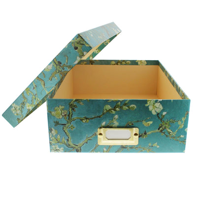 Almond Blossom A4 Storage box | Decorative Storage Box with Van Gogh Design | Home Office | Cardboard Storage Boxes with Lids | Storage Box with Lid