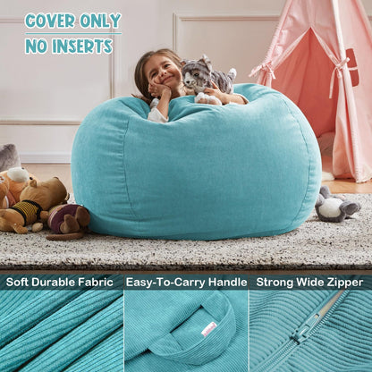 Nobildonna Bean Bag Chair Cover No Filler for Kids Beanbag Stuffed Animal Storage Without Filling Plush Toys Holder and Organizer Soft Premium