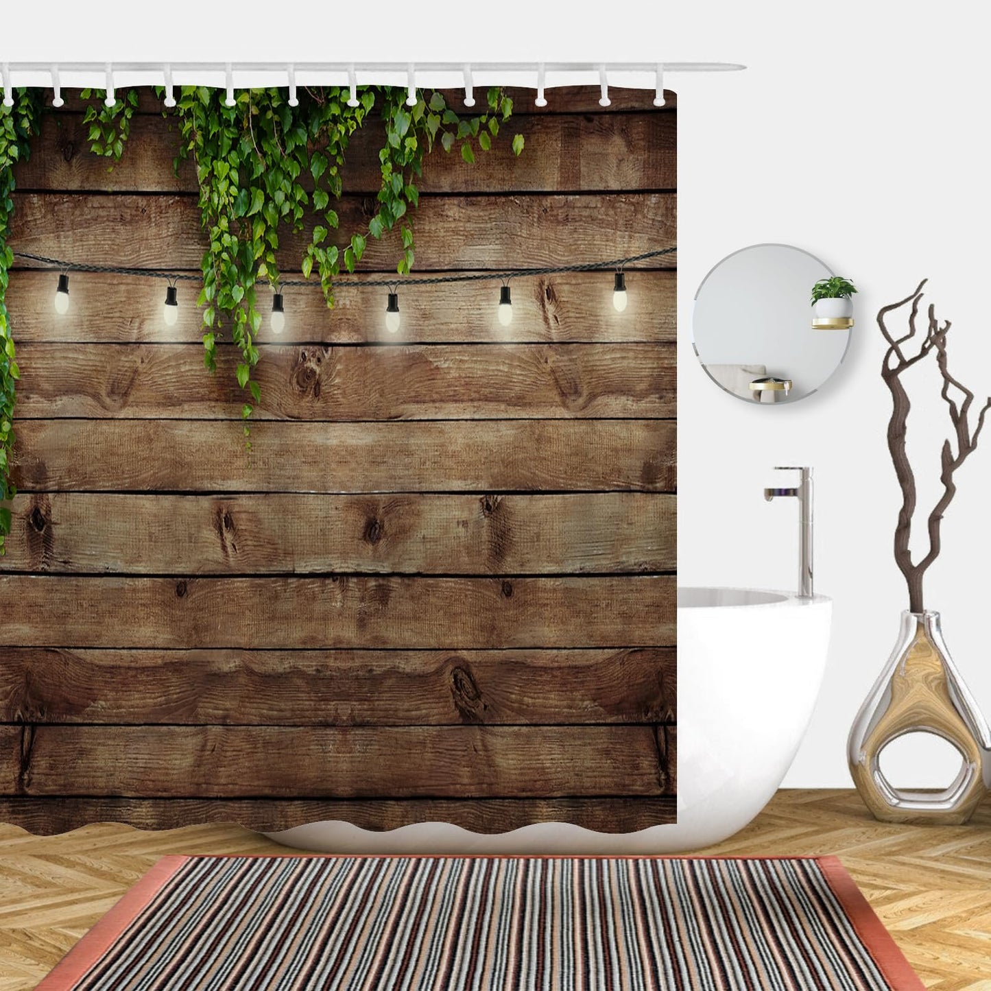 Simpomsy Garden Shower Curtain Outdoor Vintage Rustic Wooden Board Door Shower Curtain