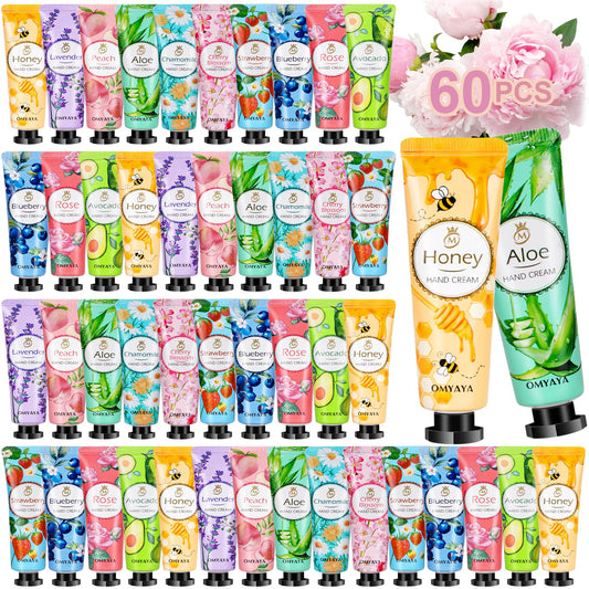 60 Pack Hand Cream, Gift Set for Women, Hand Moisturizer for Dry Cracked Hands, Mini Hand Cream Multipack, Small Gifts for Mother Teacher Nurse