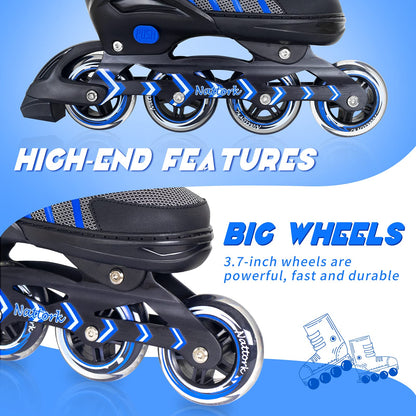 Nattork Adjustable Inline Skates for Kids and Adult with Light Up Wheel, Outdoor & Indoor Illuminating Roller Skates for Girls and Boys,Beginners