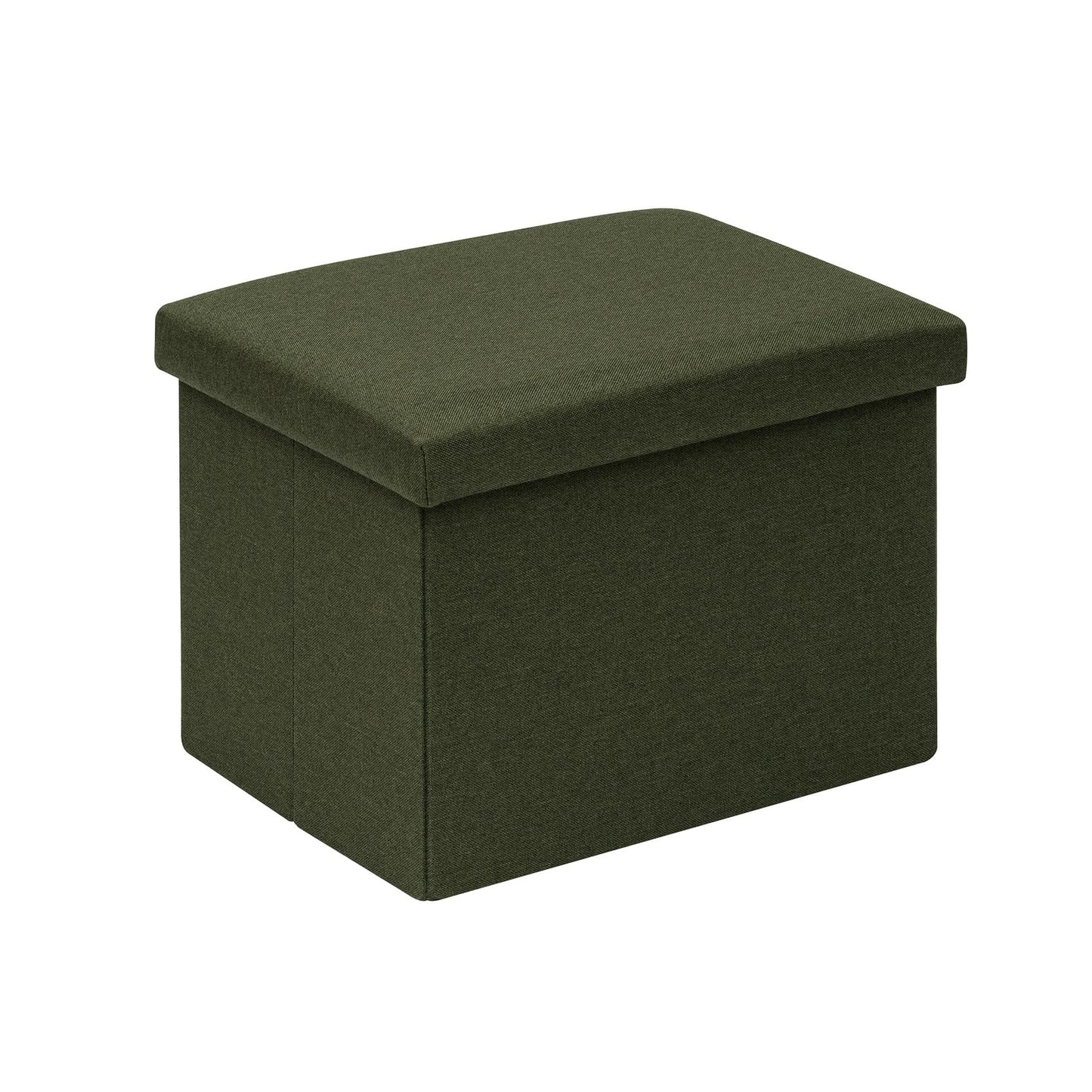 Bonlife Ottoman Storage Box - Foldable Rectangular Footstool for Living Room, Kids Toy Chest with Lid, Multi-Use Seat & Storage, Olive Green