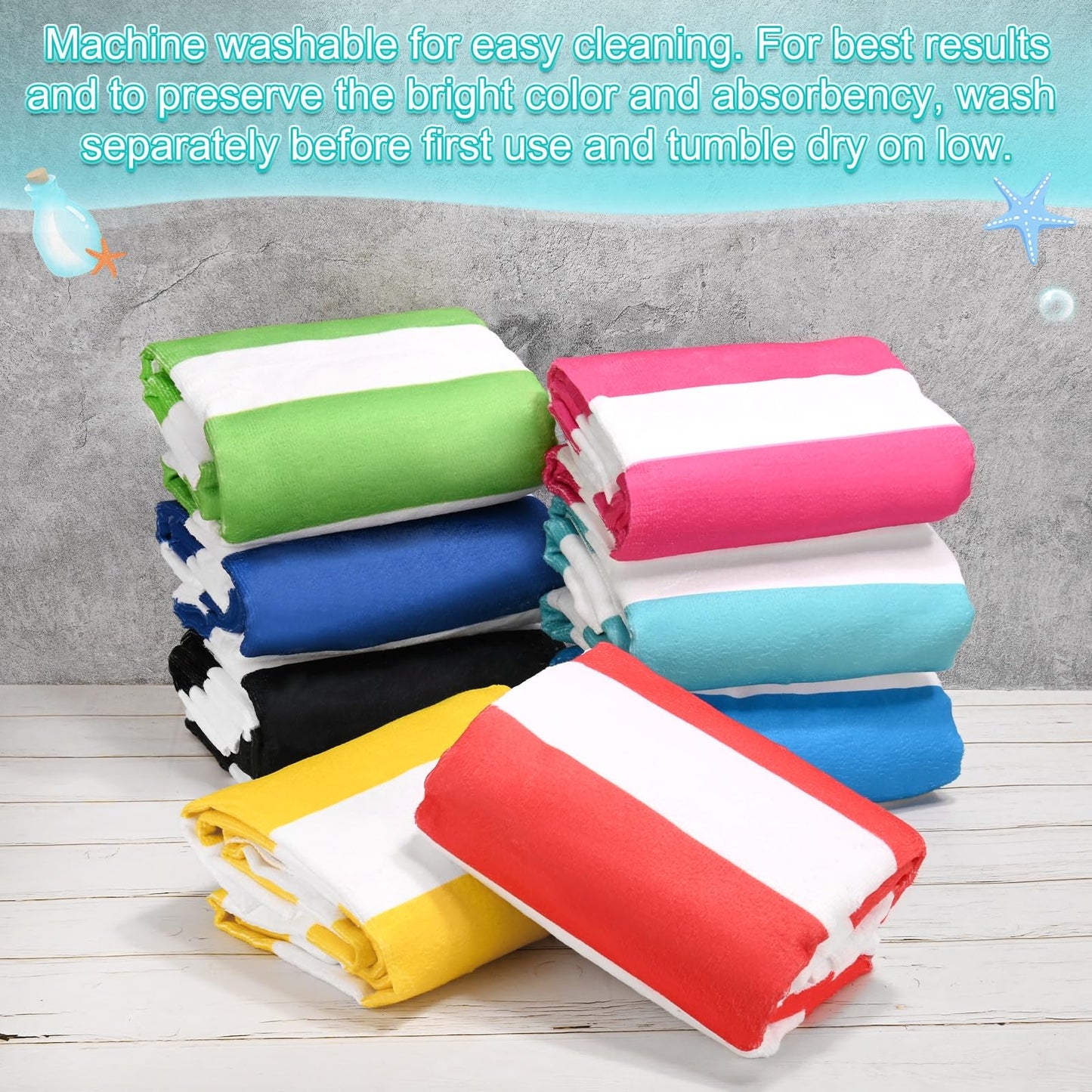 M METERXITY 4-Pack Large Stripe Beach Towels 30x60in Light Red