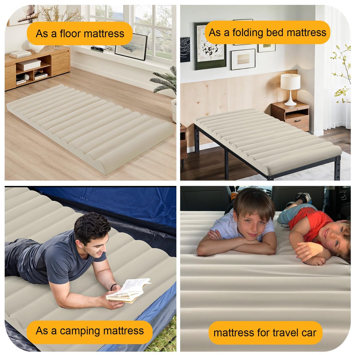 MeMoreCool Roll Up Floor Mattress Small Single, 190x75cm, Beige