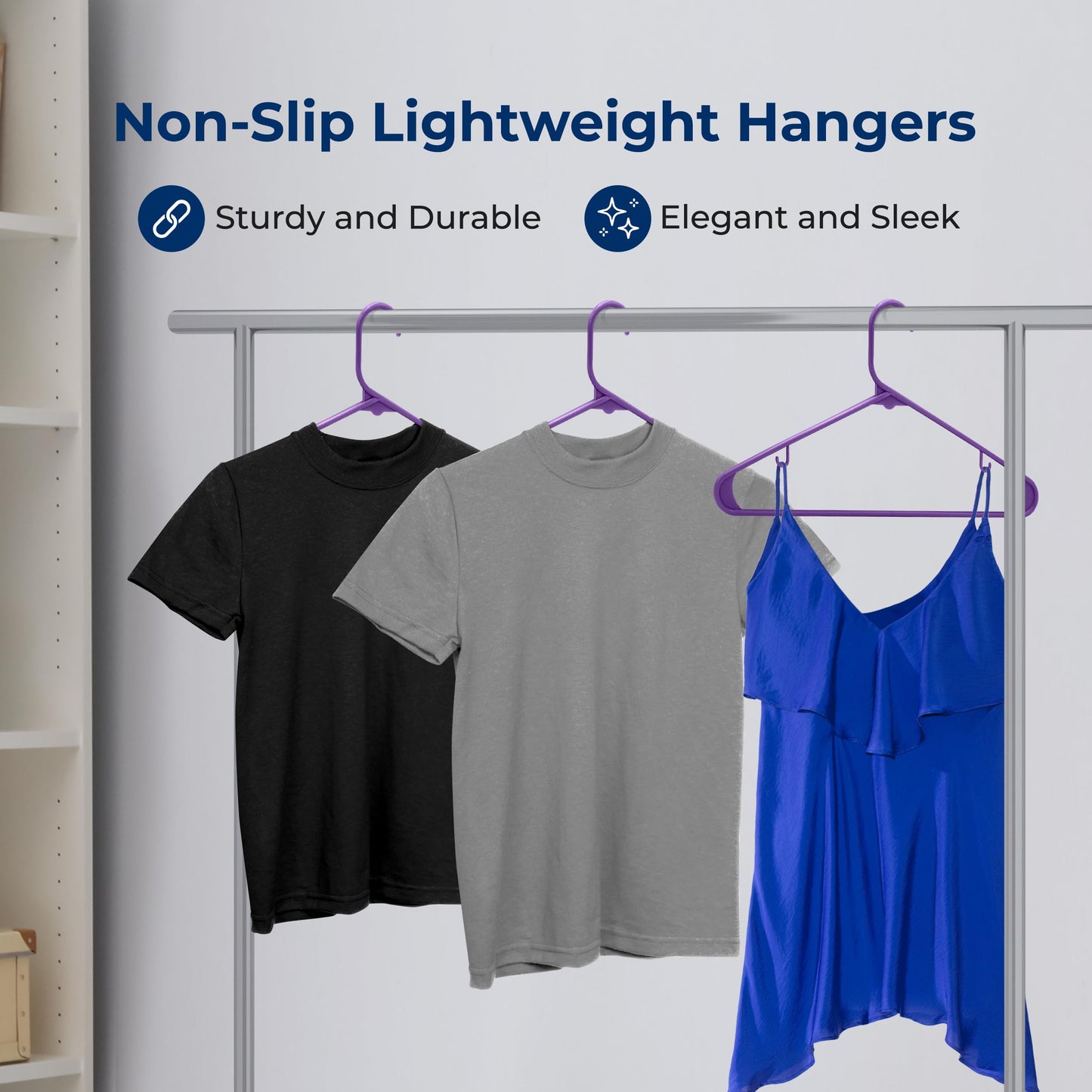 SereneLife Plastic Hangers 10 pcs, Non-Slip Heavy Duty Clothes Hanger Set, Smooth Finish to Protect Fabric, Lightweight