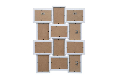 ARPAN Multi Aperture Picture Wooden Photo Frame Holds 12 x 6 x4 Photos, Collage Picture Wall-Mounted Frame (White)