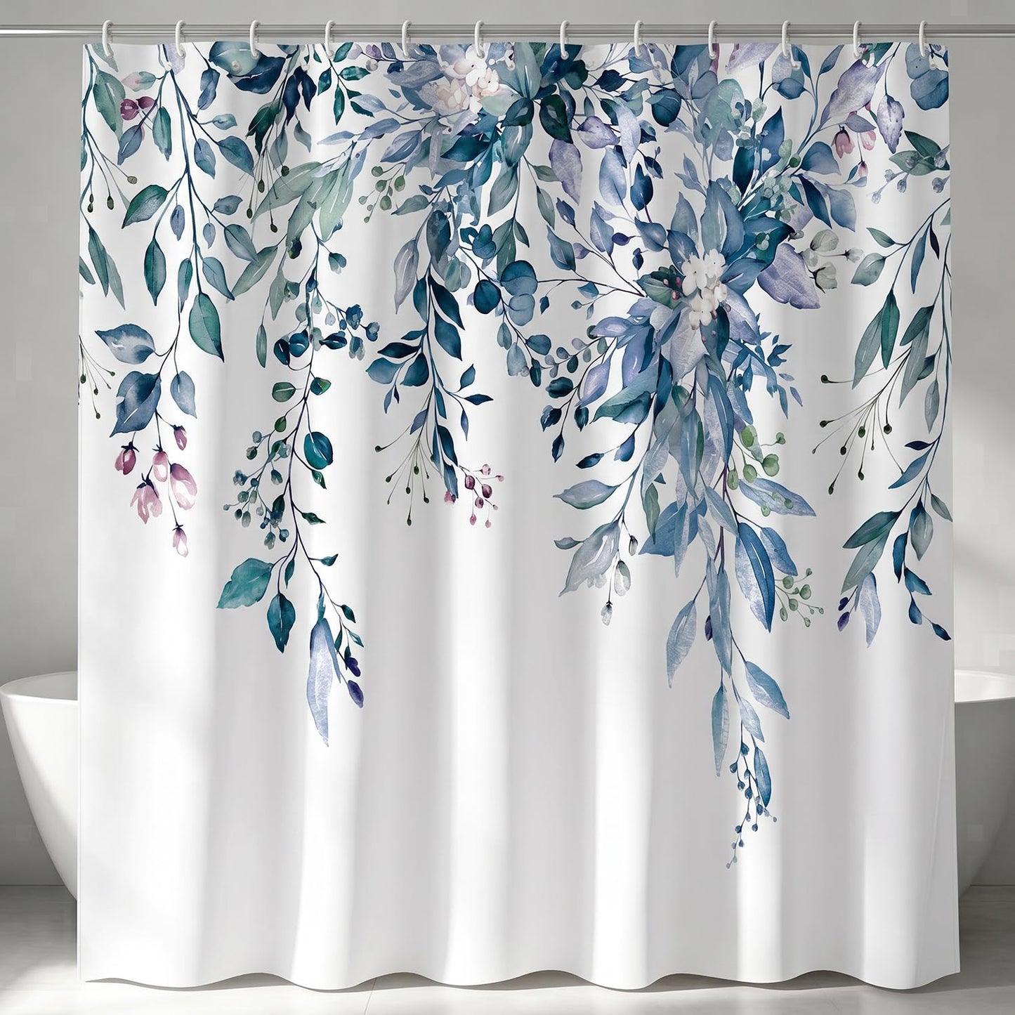 myouhuo Floral Shower Curtain 180cm × 180cm Mould Proof Butterfly Fabric Bathroom curtain For Women & Men With 12 Hooks,26