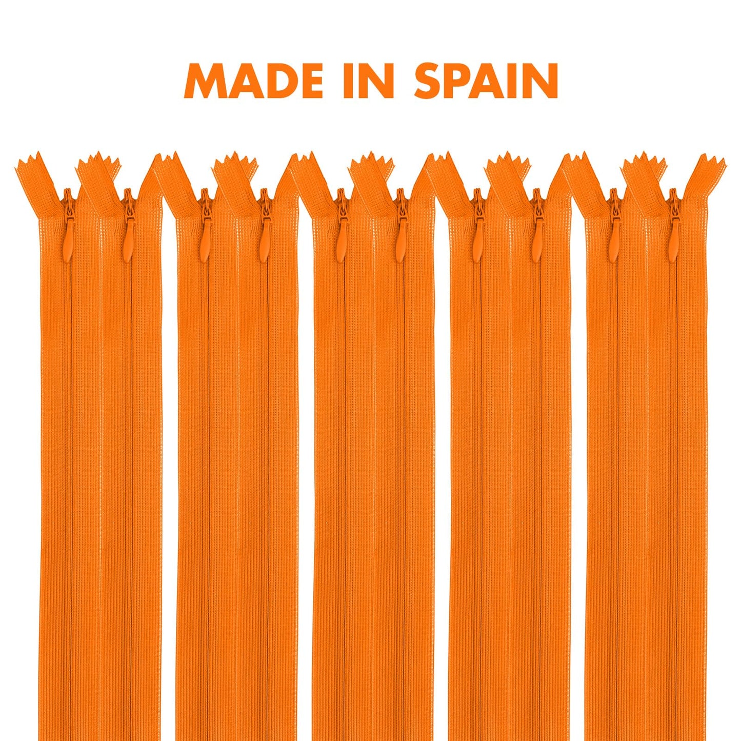 MARARDI Pack of 10 Invisible Zippers [Dark Orange] Nylon [50 cm] Sewing Clothes, Bags, Ribbon, Cotton, Leather, Plastic for Sewing Machine