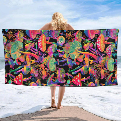 YISUMEI Mushrooms Beach Towels for Adults Extra Large 180 x 90 cm, Microfibre Lightweight Quick Dry Towel for Swimming Pool Cruise Travel Sports