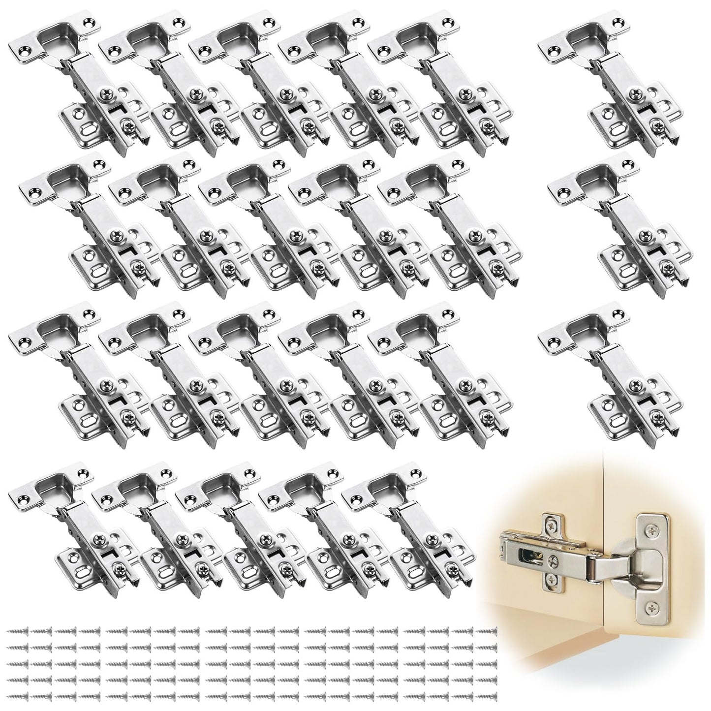 APACALI 24 PCS Kitchen Cupboard Hinges, Kitchen Cabinet Hinges with Screws, Full Overlay Cabinet Hinge, Soft Close Hinge for Kitchen Cupboards,